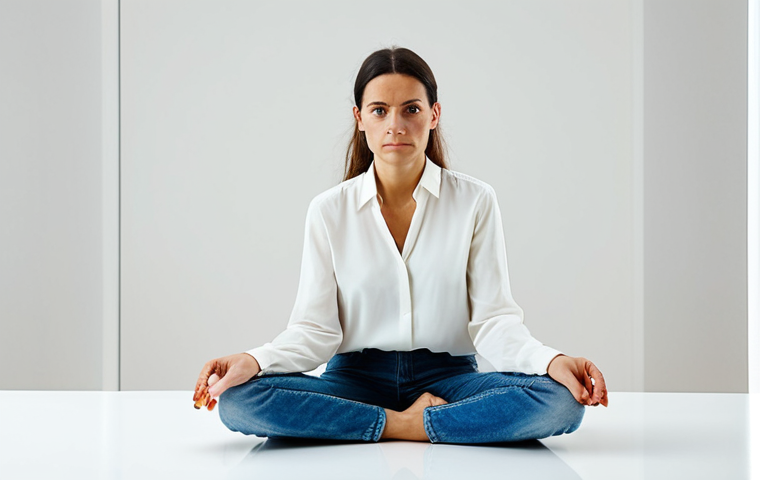 "Internal Dialogue"**

A serene woman, maybe in her 30s, sitting in a brightly lit, minimalist estudio in Madrid, fully clothed in a casual but chic outfit (jeans and a stylish blouse). She's surrounded by faint, semi-transparent figures representing different aspects of her personality &ndash; a businesswoman, an artist, a mother. These figures aren't frightening, but rather appear thoughtful and supportive. The overall feel is calm and introspective.

Keywords: safe for work, appropriate content, fully clothed, professional, family-friendly, perfect anatomy, natural proportions, well-formed hands, proper finger count, natural body proportions, Spanish woman, Madrid studio, internal reflection, character integration, modern design.

**