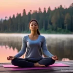 내적 충돌 화해를 위한 사용 가능한 도구와 자원 - **Mindful Movement in Nature at Dawn**
    A serene woman in her late 20s, with a gentle, focused ex...