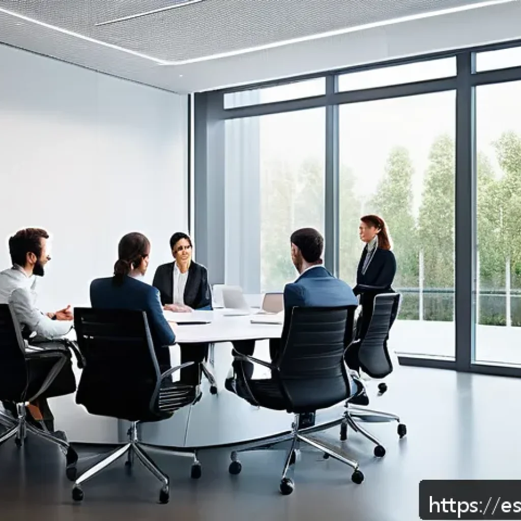 내적 충돌 해결을 위한 중재 기법 - A modern corporate meeting room with diverse professionals engaged in active listening during a team...